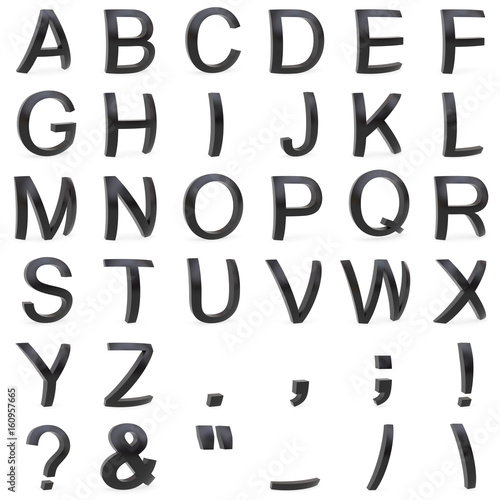 Black font from curved 3D capital letters - Buy this stock illustration