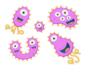 Wall Mural - Set of germ vector illustrations - pink & yellow