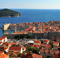 Wall Mural - Dubrovnik skyline, top view of mediterranean city