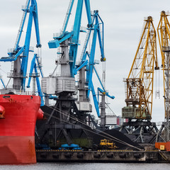 Canvas Print - Blue cargo cranes