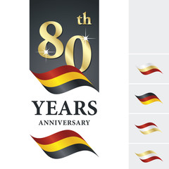 Canvas Print - Anniversary 80 th years celebrating logo red yellow black ribbon