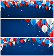 Banners set with balloons and flags.