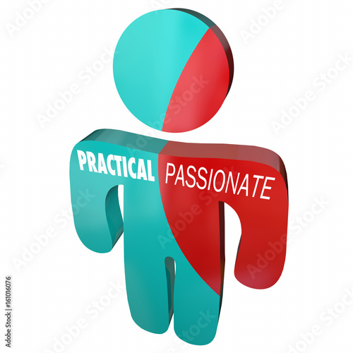 Fotografie, Obraz Practical Vs Passionate Person Behavior Qualities 3d Illustration