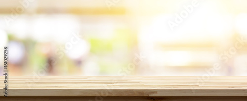 Wood Table Top On Blur Kitchen Window Banner Background Buy This