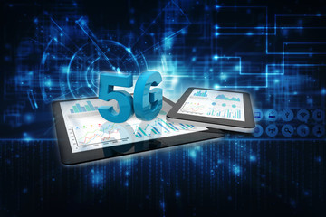 Sticker - 3d rendering 5G Network 5G Connection with data
