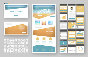 Wall Mural - Website design template and interface elements