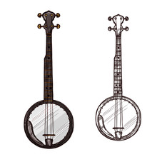 Vector Sketch Banjo Guitar Musical Instrument