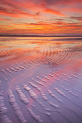 Wall Mural - Beautiful sunset and reflections on the beach at low tide