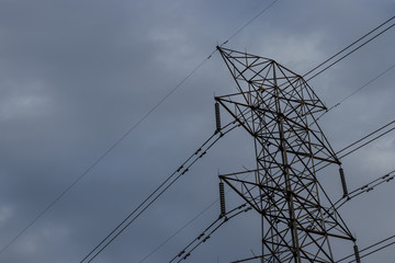 High voltage pole, electricity transmission line