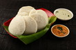 South Indian Food idli sambar with coconut chutney.