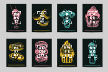 Vector Hand Drawn Set Of Trendy Sweets Illustrations.