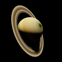 Wall Mural - planet saturn, isolated on black background