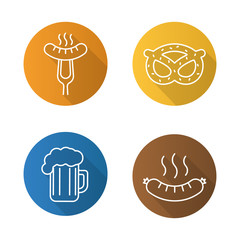 Poster - Beer snacks flat linear long shadow icons set