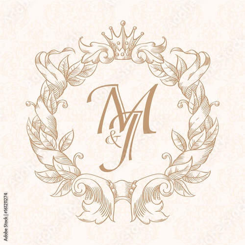 Elegant Fl Contour Monogram Design Template For One Or Two Elegant Fl Contour Monogram Design Template For One Or Two Letters Wedding Business Sign Ideny Restaurant Boutique Hotel