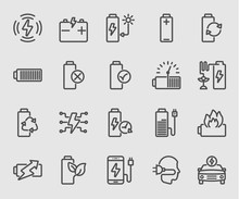 Battery Power And Energy Line Icon