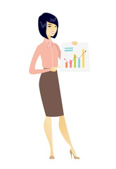 Canvas Print - Asian business woman showing financial chart.