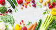 Kitchen - fresh colorful organic vegetables on worktop