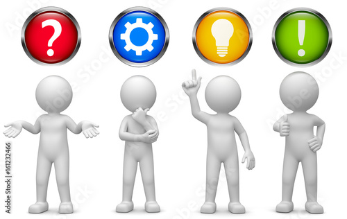 3d Männchen Funktion und Umsetzung icons Stock-Illustration | Adobe Stock