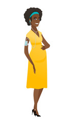 Wall Mural - African-american pregnant woman listening to music