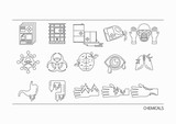 Fototapeta  - Set of Line Icons - Chemicals and Hazard of Chemical for Pattern and Decoration