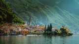 Fototapeta  - Town of Varenna town at Lake como,Italy. scenic landscapes of Lago di Como - Cadenabbia, Italy
