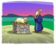 Abraham brings a lamb sacrifice