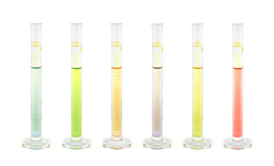 Sticker - sample solution in graduated glass measuring cylinder