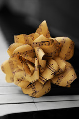 Sticker - Rose made of music notes on piano keys