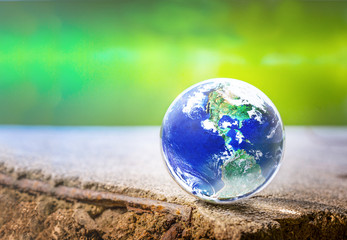 earth at the edge of broken reinforced concrete, last chance for the world concept, eco concept, ele
