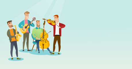 Poster - Band of musicians playing musical instruments.