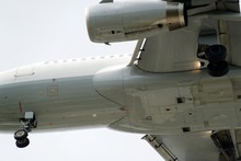 The Underside Of A Modern Airplane And Its Landing Gear