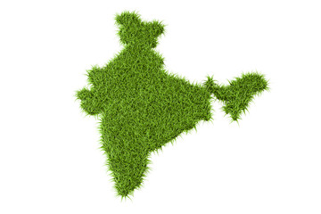 indian map from green grass, 3d rendering