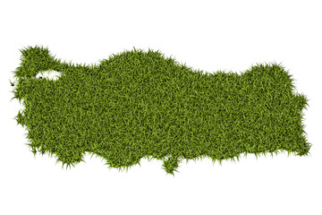 turkish map from green grass, 3d rendering