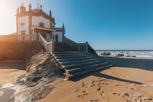 Chapel Senhor Da Pedra On Miramar Beach (Praia De Miramar), Vila Nova De Gaia, Portugal.