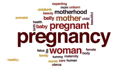 Poster - Pregnancy animated word cloud, text design animation.