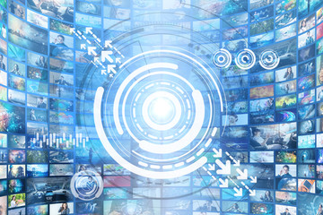 Information network concept. Virtual museum. Video streaming service.