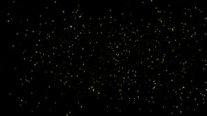 looping swarm of isolated fireflies at night