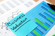 Piece of paper with words business valuation and financial data.
