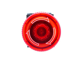 Emergency stop switch on white background