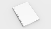 Spiral Binder Notebook Mock Up Isolated On Soft Gray Background. 3D Illustrating.