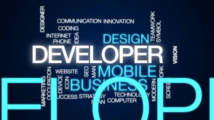 Wall Mural - developer animated word cloud, text design animation.