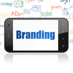 Wall Mural - Marketing concept: Smartphone with Branding on display