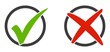 2 Icons Häkchen und X im Kreis