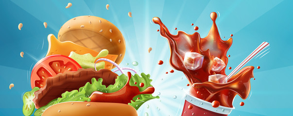 burger and soda