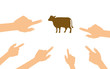 Hände zeigen auf - Kuh