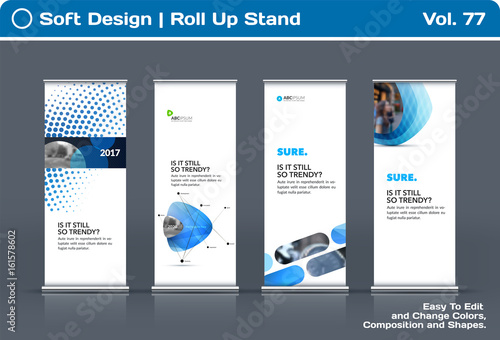 Abstract Business Vector Set Of Modern Roll Up Banner Stand Design