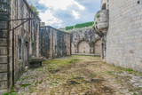 The courtyard is in the military fortress of Mamula. Montenegro, Boka-Kotor Bay.