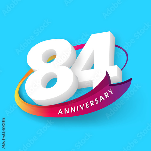 Poster Anniversary emblems 84 anniversary template design