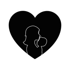 Sticker - heart with mother holding a baby icon over white background vector illustration