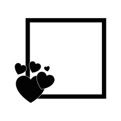 frame with decorative hearts icon over white background vector illustration